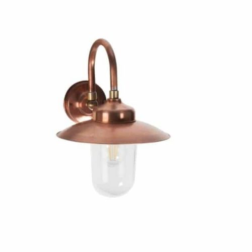 Buitenlamp koper Tilburg, koperen stallamp, in showroom en