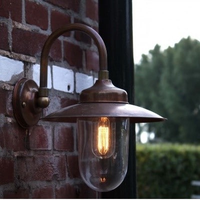 munt Arrangement warm Buitenlamp koper Tilburg koperen stallamp in showroom webshop