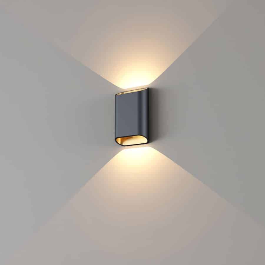 Diaz S dubbel zwart goud up/downlight wandlamp buitenlamp artdelight tuinextra buitenverlichting